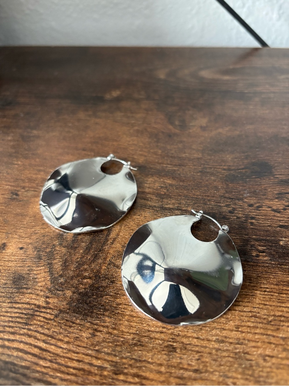 Silver Tone Round Dangle Earrings - Classic Hoop Style